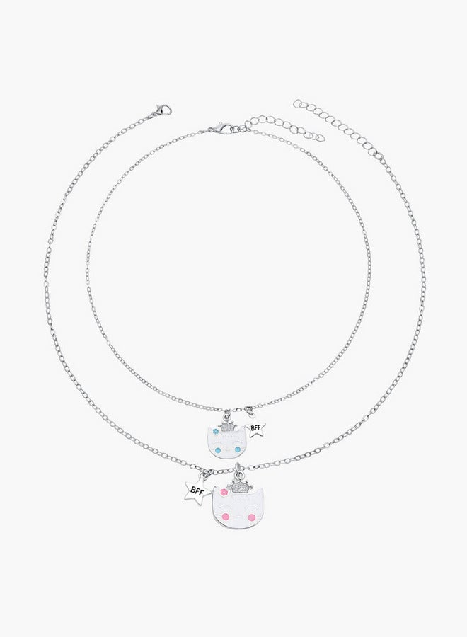 Flora Bella By Shoexpress Cat Pendant Bff Necklace - Set Of 2 - Image 1